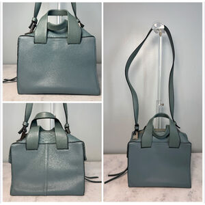 Pour La Victoire Teal Leather Satchel Shoulder Bag Mixed Metals